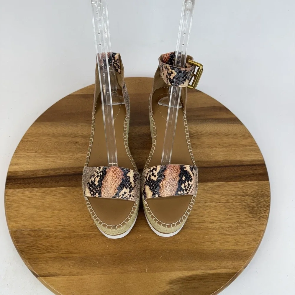 New Womens See By Chloe Glyn Snakeskin Print Platform Espadrille Sandals Size 37